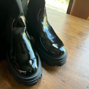 Black Patent Leather Chunky over the knee Boots